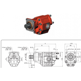 Gear pump Binotto NPH-51 TANDEM ISO L